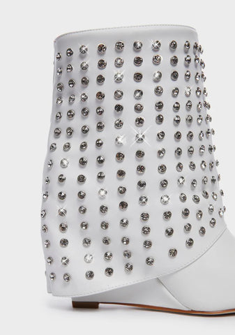 White Marina Rhinestone Booties