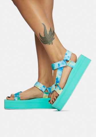 Aqua Tie Dye Gonna Getcha Platform Sandals