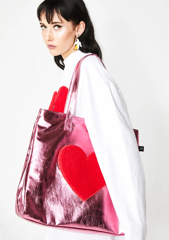Metallic Heart Tote
