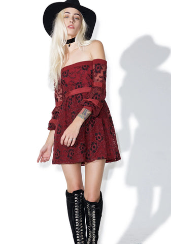 Burgundy Jolene Off-Shoulder Dress