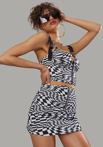 Warped Realm Checkered Mini Skirt