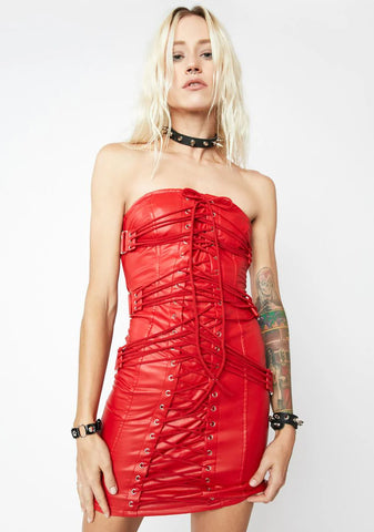 Hot All The Lovers Lace Up Mini Dress