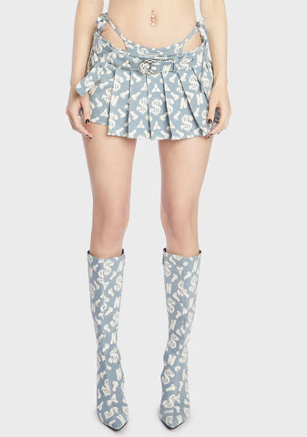 Monogram Denim Mini Thong Skirt