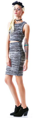 Sporty Knit Crop Top - Black