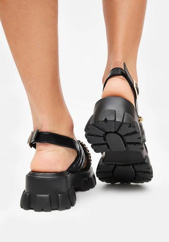 Noir Lie For U Quilted Platform Sandals