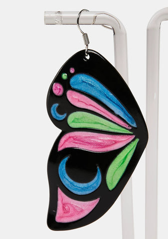 Neon Fairy Butterfly Earrings