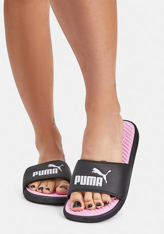 Black Pink Cool Cat Slides