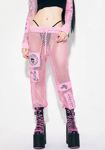 Sting U Sweetly Fishnet Patched Joggers