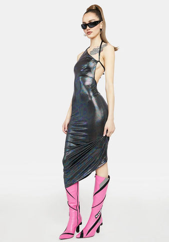 Wicked Fave Fan Hologram Maxi Dress