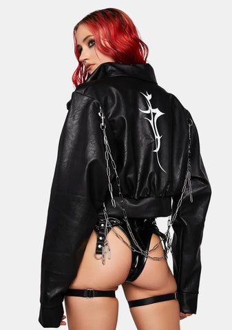Tattooed Vegan Leather Jacket