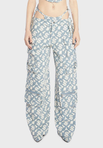 Monogram Denim Baggy Workwear Pants