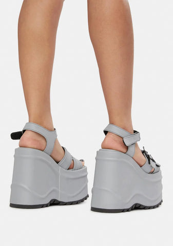 Gray Creature Of Hell Platform Sandals