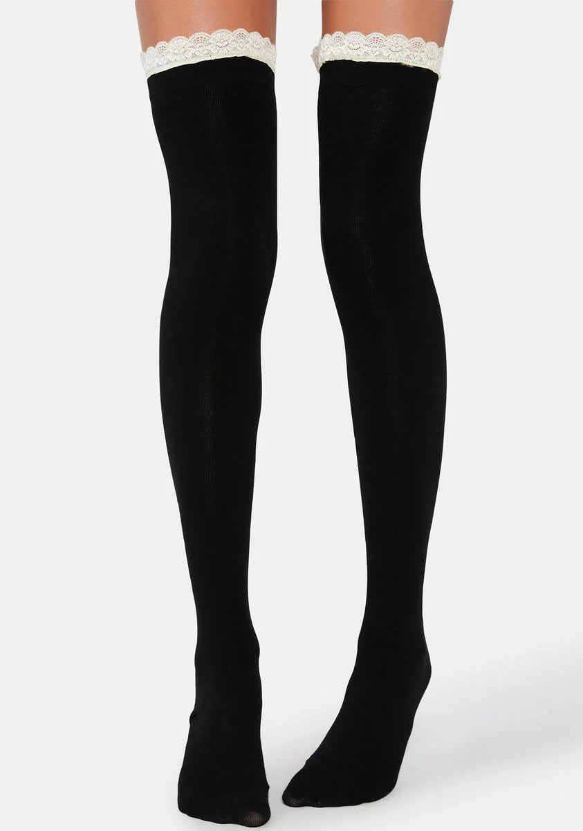 Modern Flirt 2-Pack Thigh High Sock Set - Black/Wine