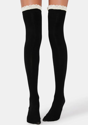 Modern Flirt 2-Pack Thigh High Sock Set - Black/Wine