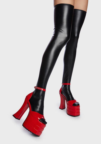 Red Strike Again Chunky Platform Sandals