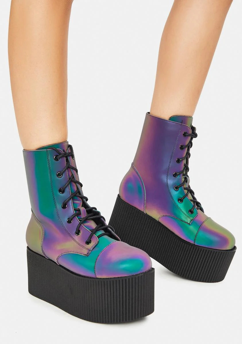 Reflective Kaos Mid Platform Boots