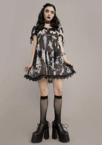 Tragic Accident Printed Babydoll Dress