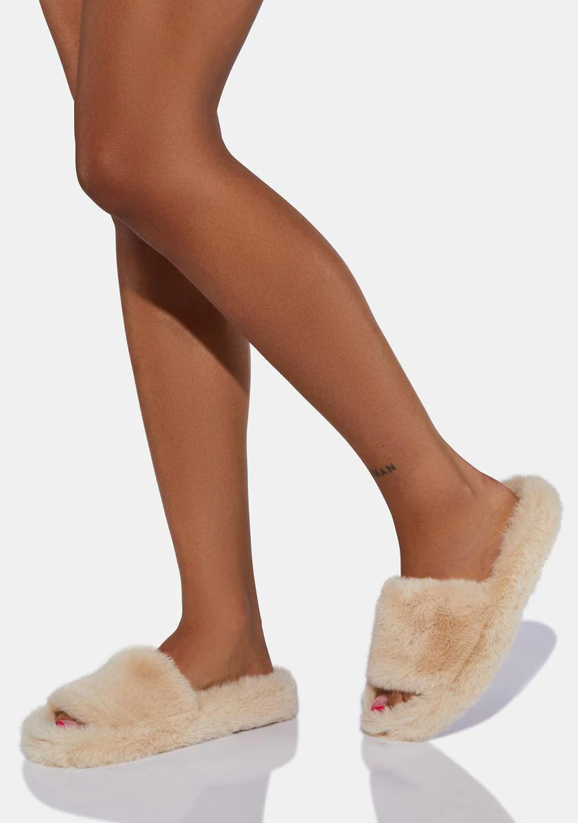 Latte Break Of Day Faux Fur Slippers