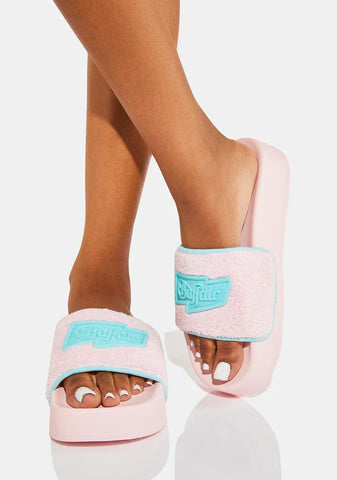 Baby Pink Lake Terry Platform Slides