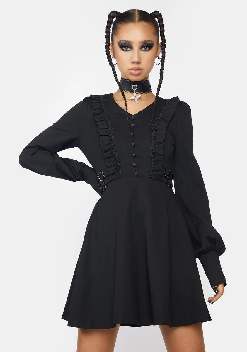 Dark Lotus Leaf V-Neck Dress