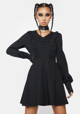 Dark Lotus Leaf V-Neck Dress