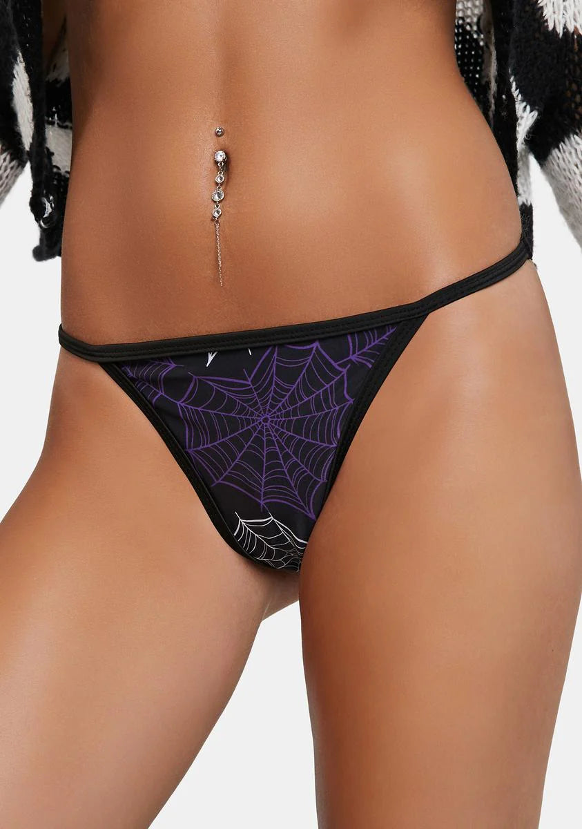 Purple Web Heart Thong