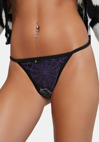 Purple Web Heart Thong