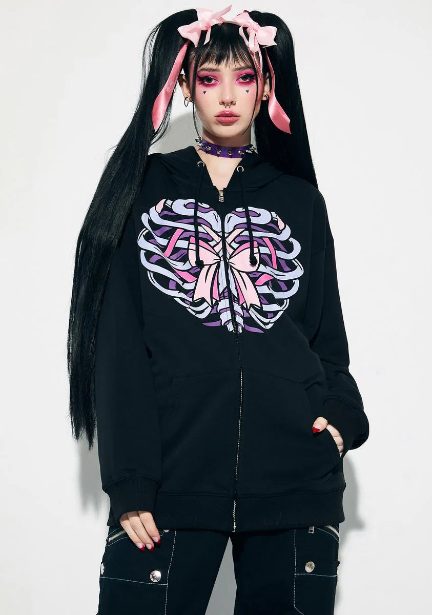 Beast With A Bow Embroidered Ribcage Hoodie