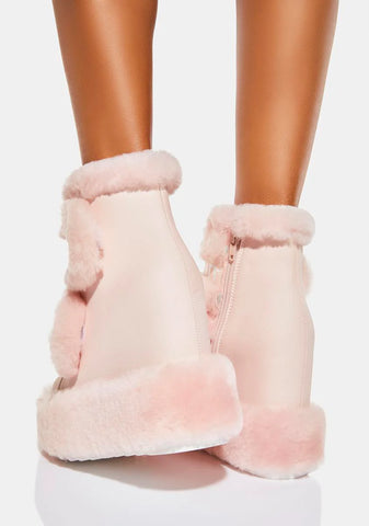 Pink Dizzy Dream Wedge Boots