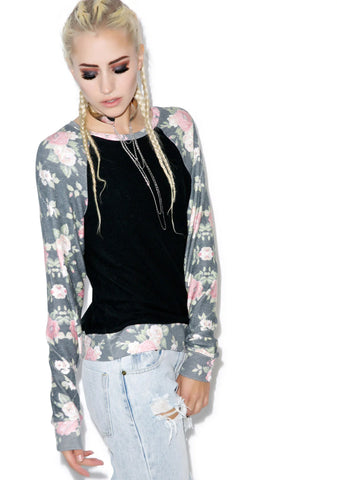 Black Rose Sleeves Baggy Beach Raglan