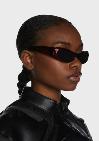 Maroon Side View Shield Sunglasses