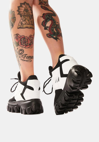 White Psycho Candy Platform Sneakers