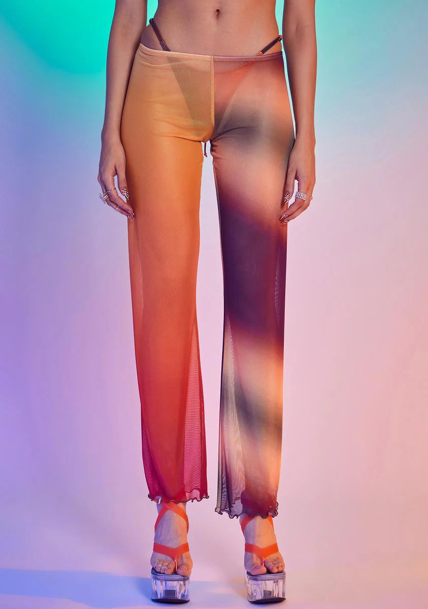 Ombre Mix Print Mesh Beach Trousers