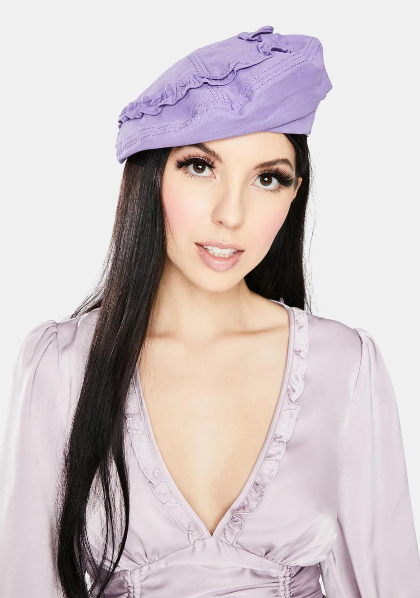 Lilac Watch Me Ruffle Beret