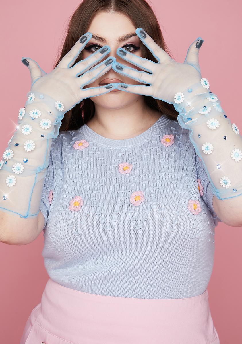 Azure Give A Little More Sheer Gloves