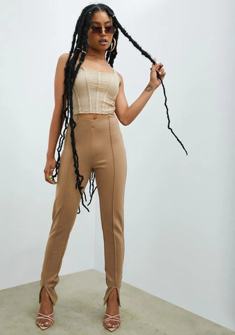 Taupe Get Lucky Mesh Corset Top