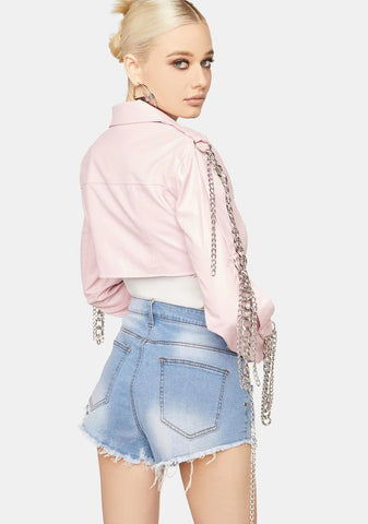 Literal Perfection Distressed Denim Shorts