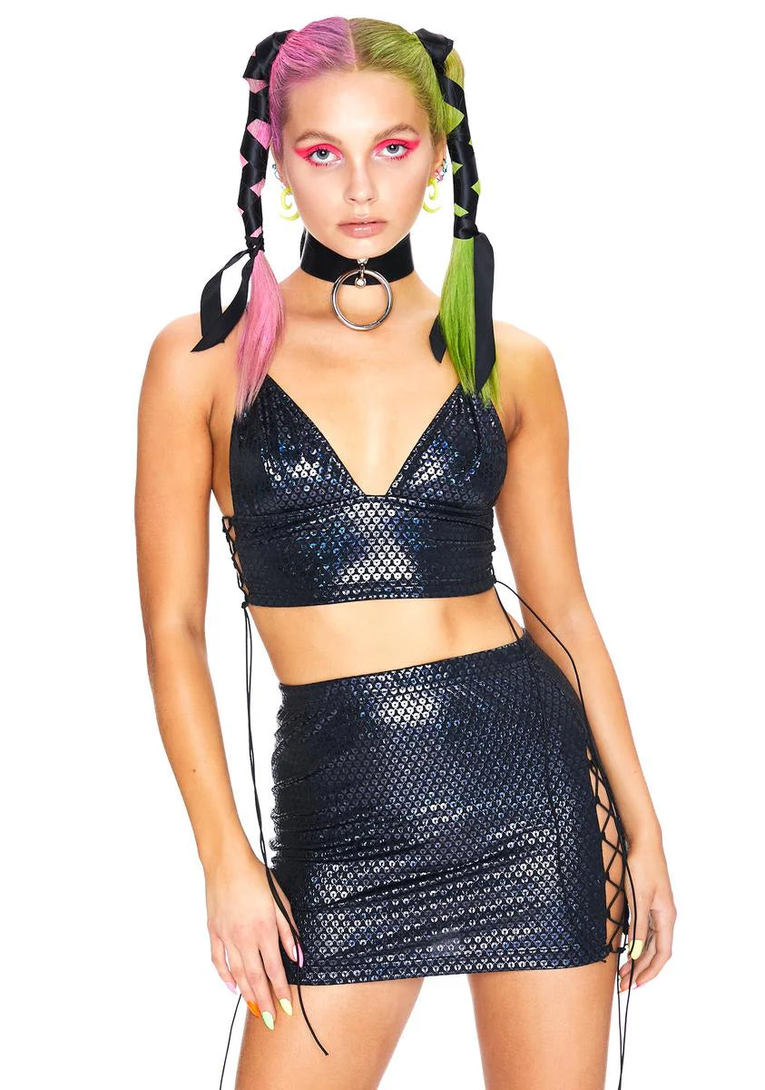 Wicked Wonderland Lace Up Top