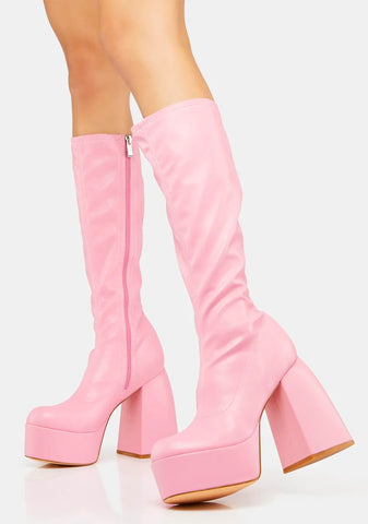 Bubblegum Raised By Retro Knee High Boots