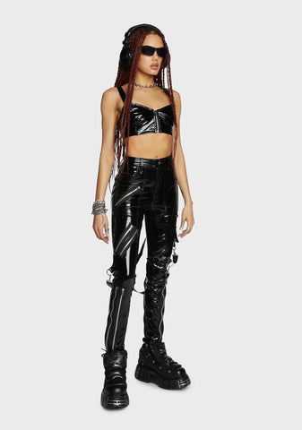 Black PVC Bondage Pants
