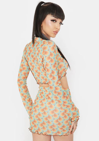 Teal Multi Mini Skirt