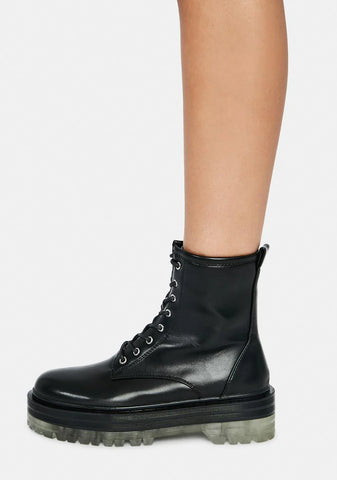 Noir Possy Lace Up Ankle Boots