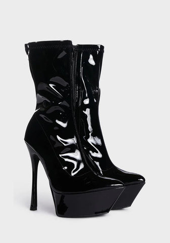 Vegas Patent Heeled Boots