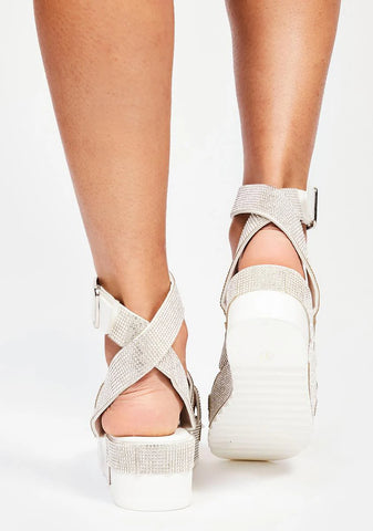 White Tyriq Platform Sandals