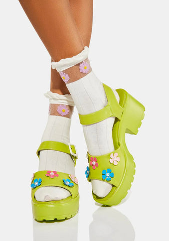 Cozy Flower Garden Chunky Sandals