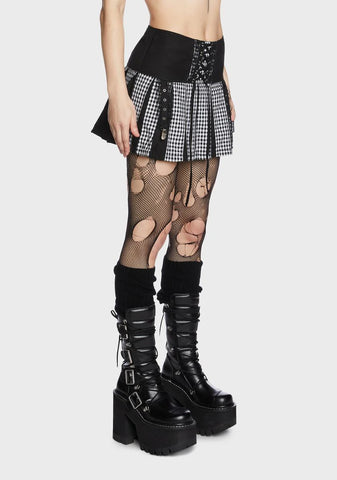 Black And White Pleated Garter Skirt