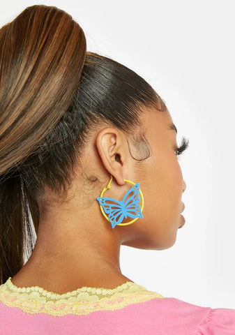 Electric Bliss Butterfly Hoop Earrings