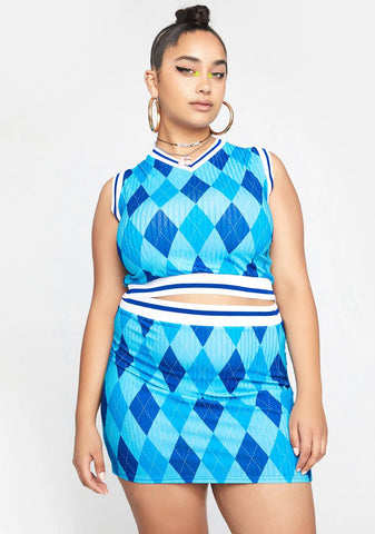 Plus Argyle Rib Mini Skirt