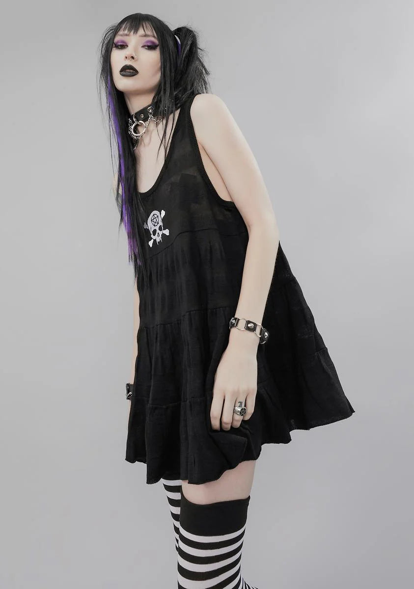 Martyr Me Skull Striped Sweater Dress