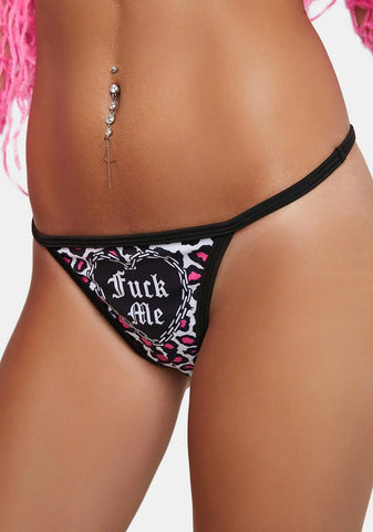 Pink Cheetah Fuck Me Heart Thong